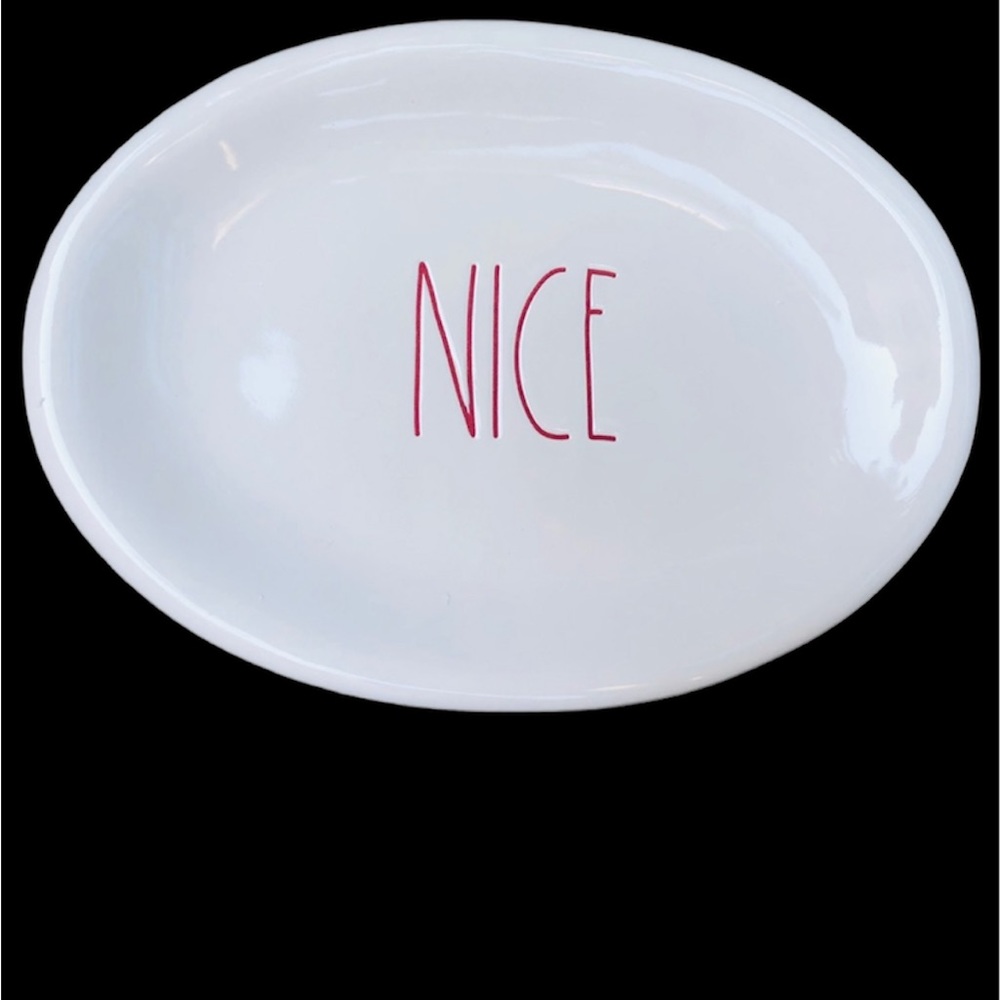 Rae Dunn “Nice” Christmas Oval Plate